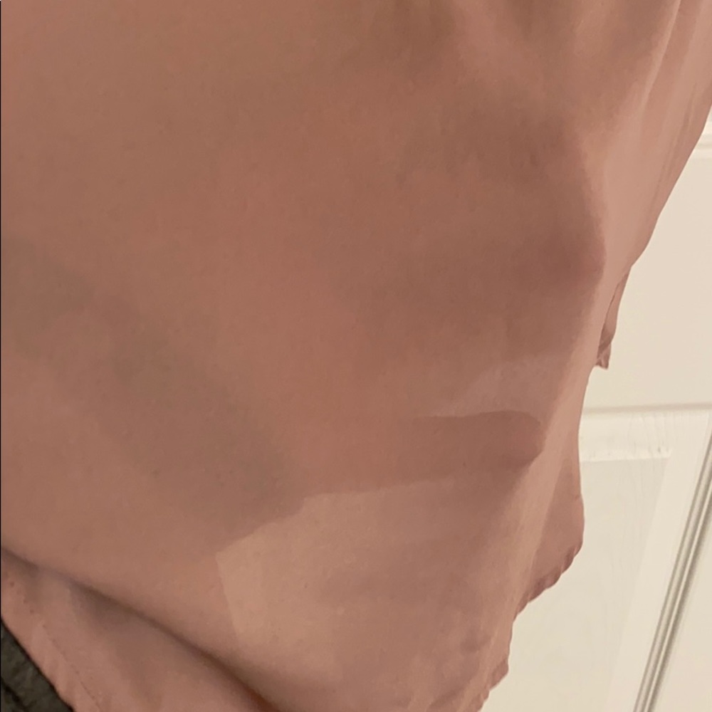 Forever 21 Blush Pink Sheer Crew Neck Blouse Cap Sleeves Size Small - Picture 4 of 5
